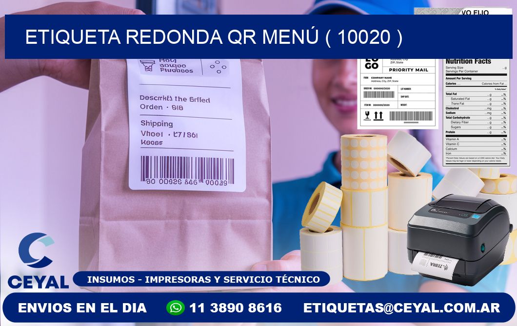 ETIQUETA REDONDA QR MENÚ ( 10020 )