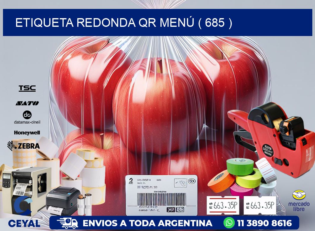 ETIQUETA REDONDA QR MENÚ ( 685 )
