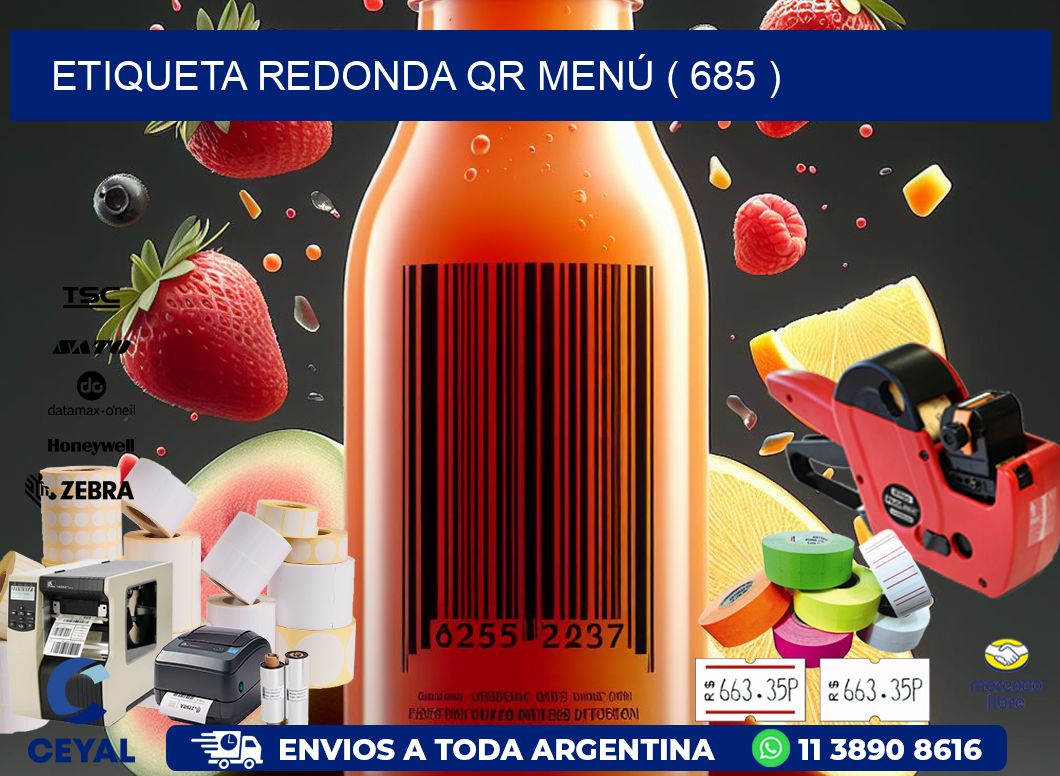ETIQUETA REDONDA QR MENÚ ( 685 )