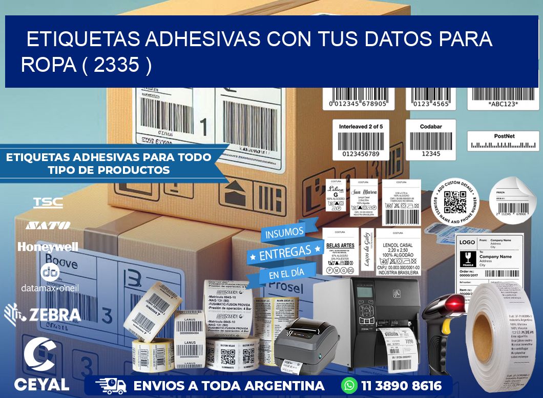 ETIQUETAS ADHESIVAS CON TUS DATOS PARA ROPA ( 2335 )