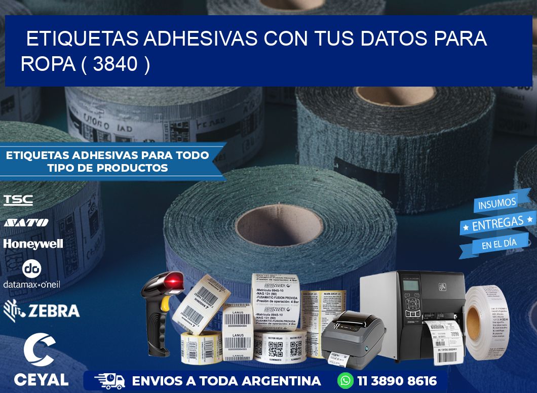 ETIQUETAS ADHESIVAS CON TUS DATOS PARA ROPA ( 3840 )