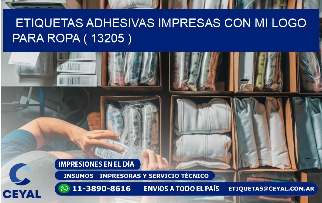 ETIQUETAS ADHESIVAS IMPRESAS CON MI LOGO PARA ROPA ( 13205 )