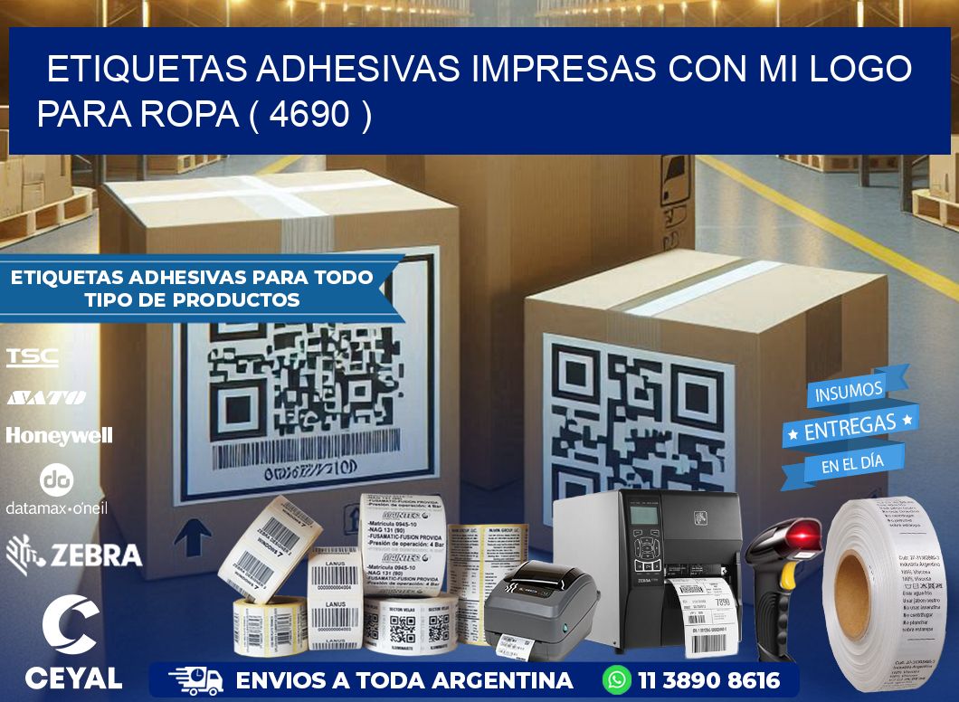 ETIQUETAS ADHESIVAS IMPRESAS CON MI LOGO PARA ROPA ( 4690 )