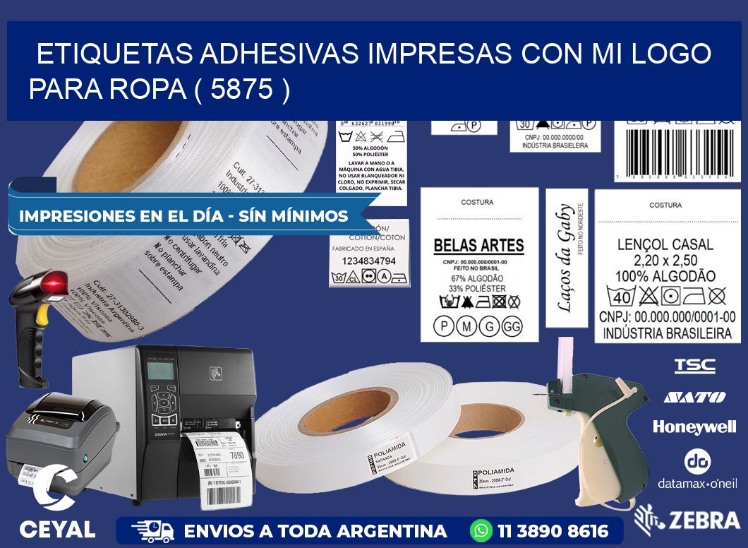 ETIQUETAS ADHESIVAS IMPRESAS CON MI LOGO PARA ROPA ( 5875 )