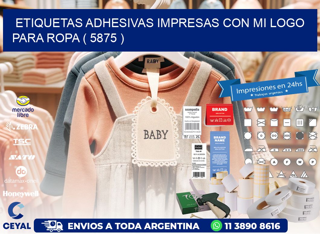 ETIQUETAS ADHESIVAS IMPRESAS CON MI LOGO PARA ROPA ( 5875 )