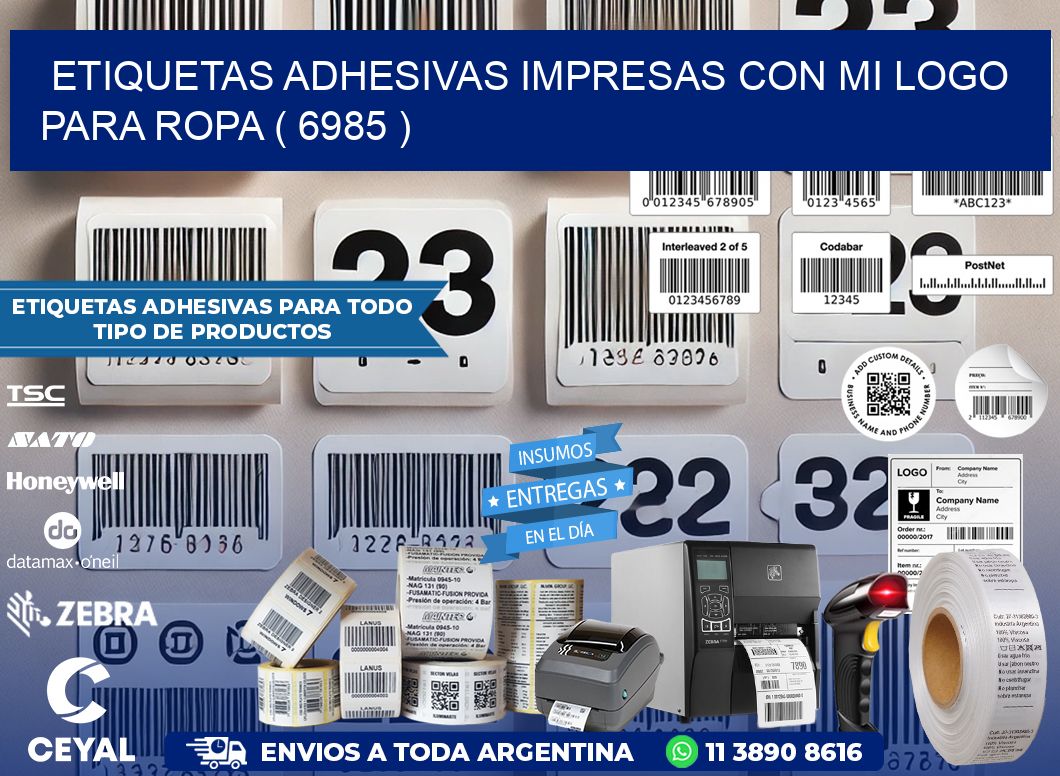 ETIQUETAS ADHESIVAS IMPRESAS CON MI LOGO PARA ROPA ( 6985 )