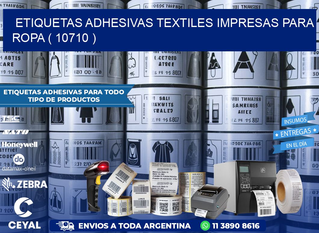 ETIQUETAS ADHESIVAS TEXTILES IMPRESAS PARA ROPA ( 10710 )