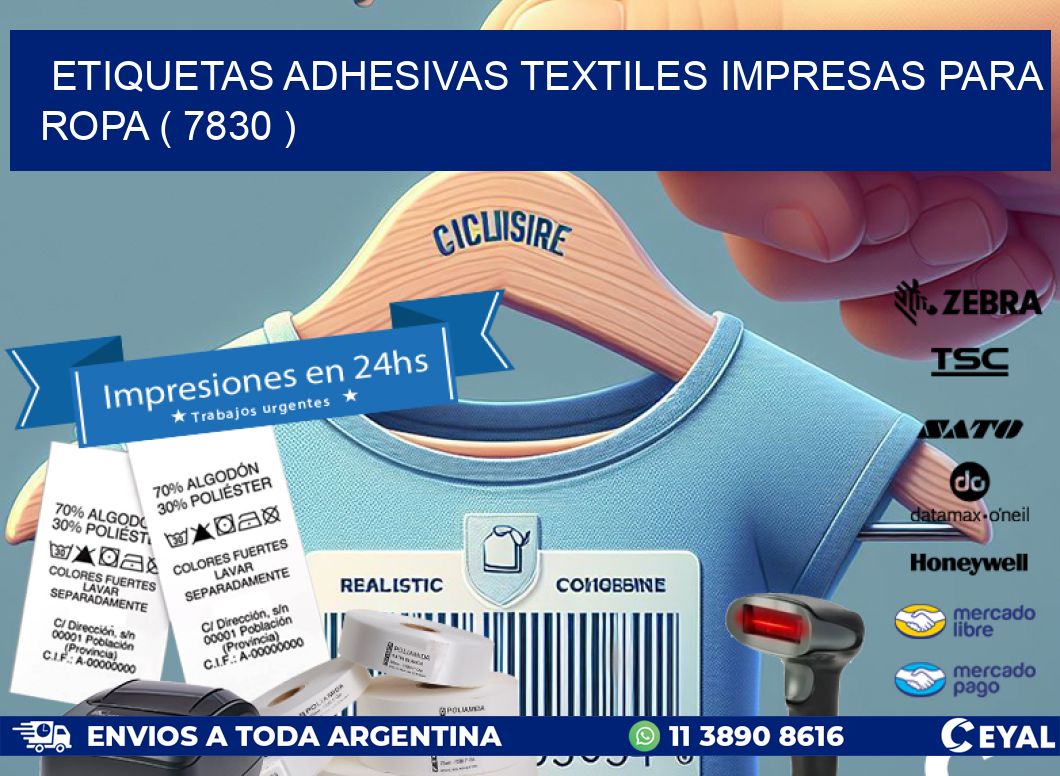 ETIQUETAS ADHESIVAS TEXTILES IMPRESAS PARA ROPA ( 7830 )