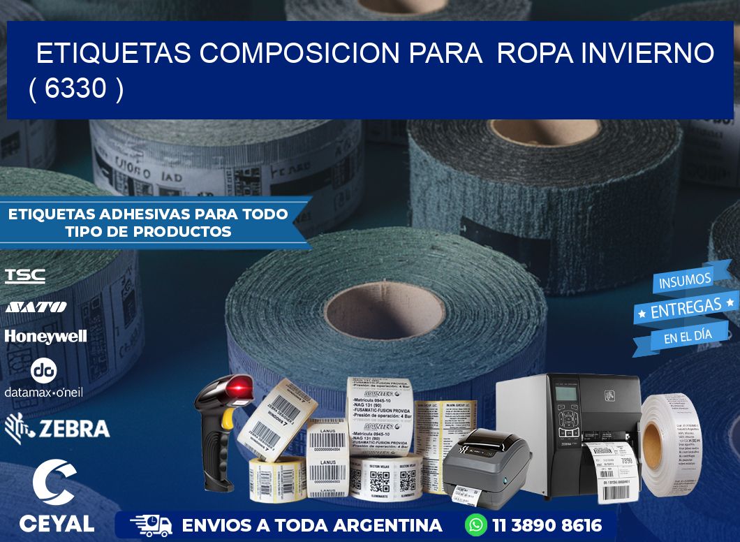 ETIQUETAS COMPOSICION PARA  ROPA INVIERNO   ( 6330 )