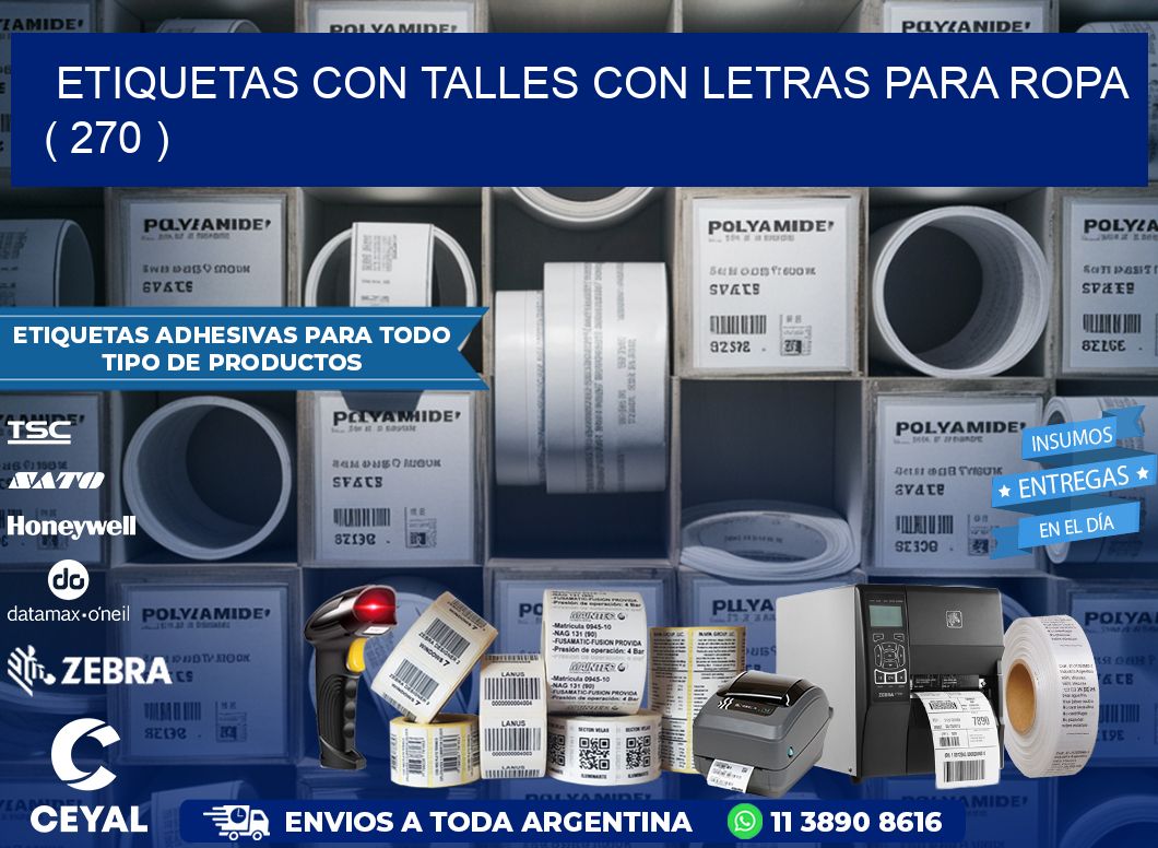 ETIQUETAS CON TALLES CON LETRAS PARA ROPA   ( 270 )