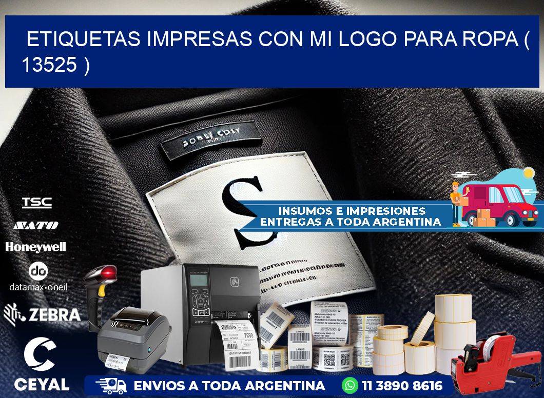 ETIQUETAS IMPRESAS CON MI LOGO PARA ROPA ( 13525 )