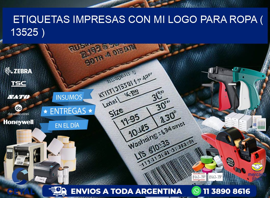 ETIQUETAS IMPRESAS CON MI LOGO PARA ROPA ( 13525 )