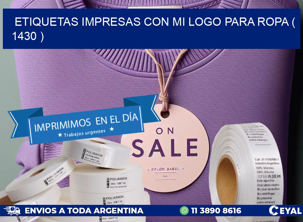 ETIQUETAS IMPRESAS CON MI LOGO PARA ROPA ( 1430 )