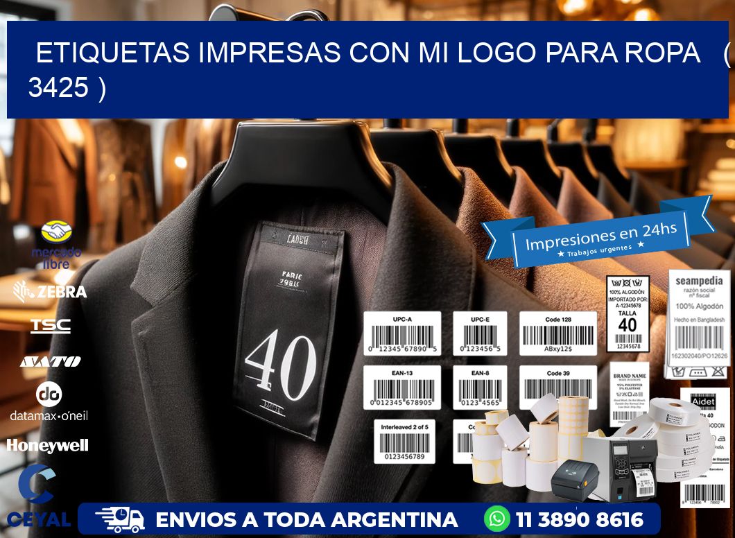 ETIQUETAS IMPRESAS CON MI LOGO PARA ROPA ( 3425 )