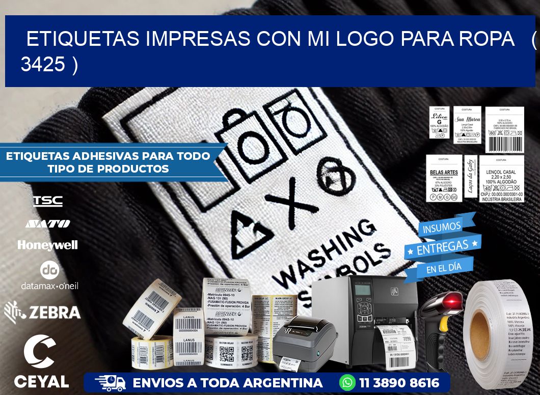 ETIQUETAS IMPRESAS CON MI LOGO PARA ROPA ( 3425 )