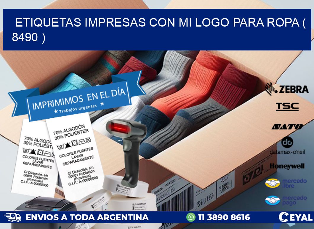ETIQUETAS IMPRESAS CON MI LOGO PARA ROPA ( 8490 )