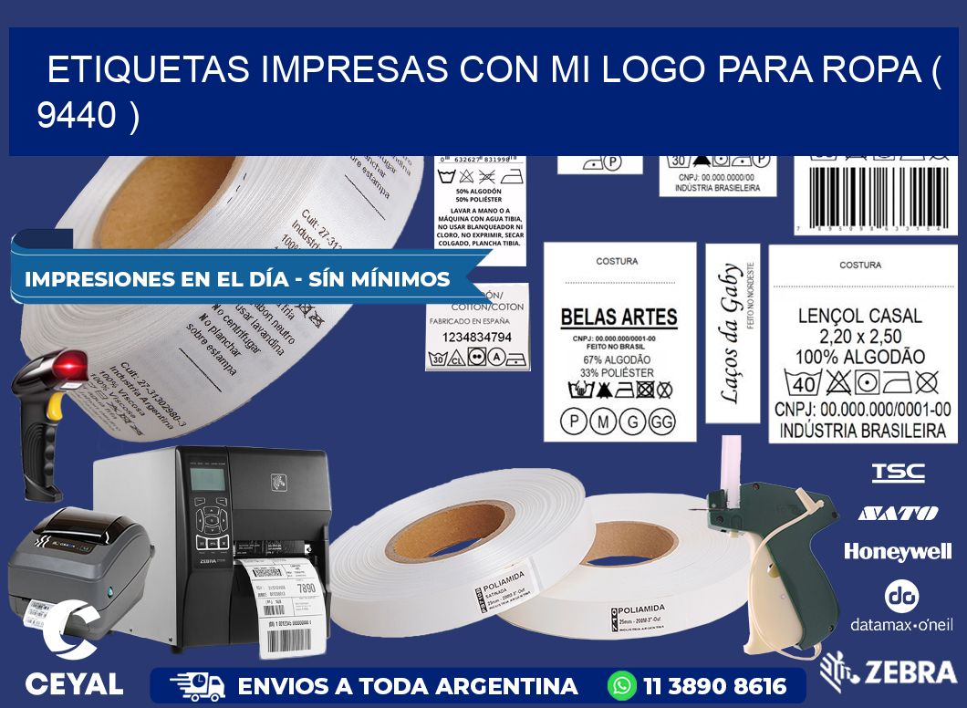 ETIQUETAS IMPRESAS CON MI LOGO PARA ROPA ( 9440 )