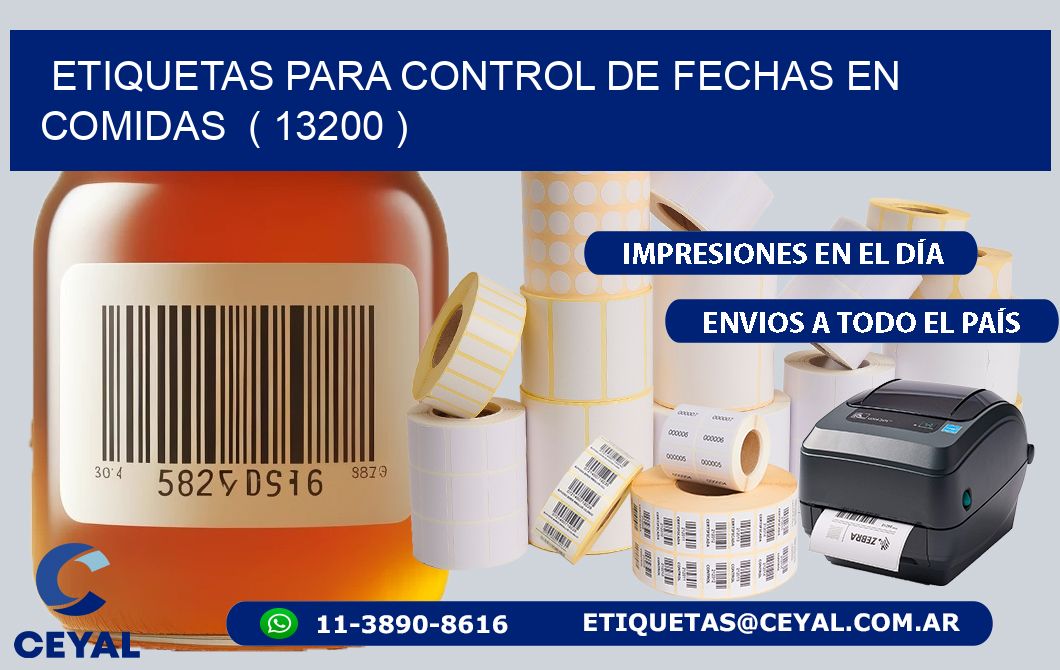 ETIQUETAS PARA CONTROL DE FECHAS EN COMIDAS  ( 13200 )