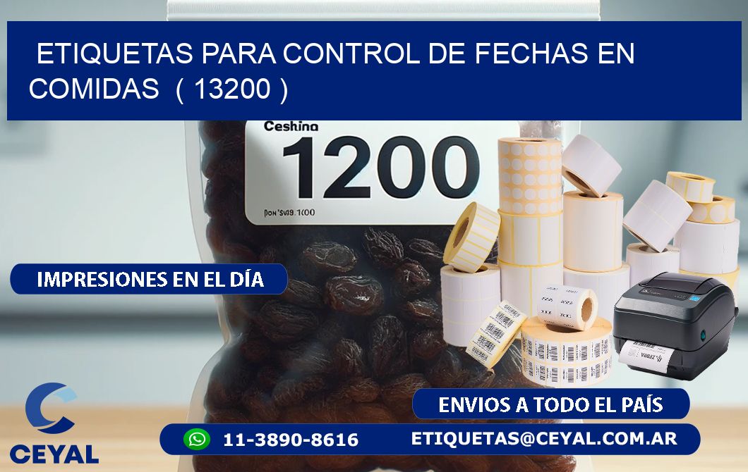 ETIQUETAS PARA CONTROL DE FECHAS EN COMIDAS  ( 13200 )
