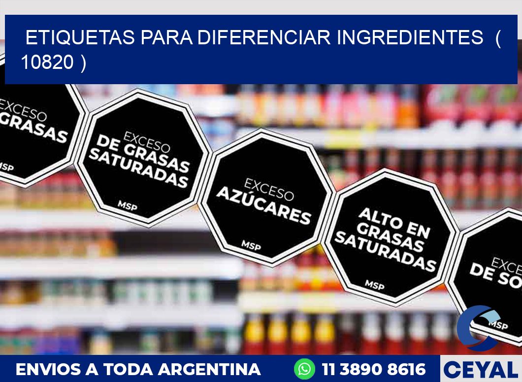 ETIQUETAS PARA DIFERENCIAR INGREDIENTES  ( 10820 )