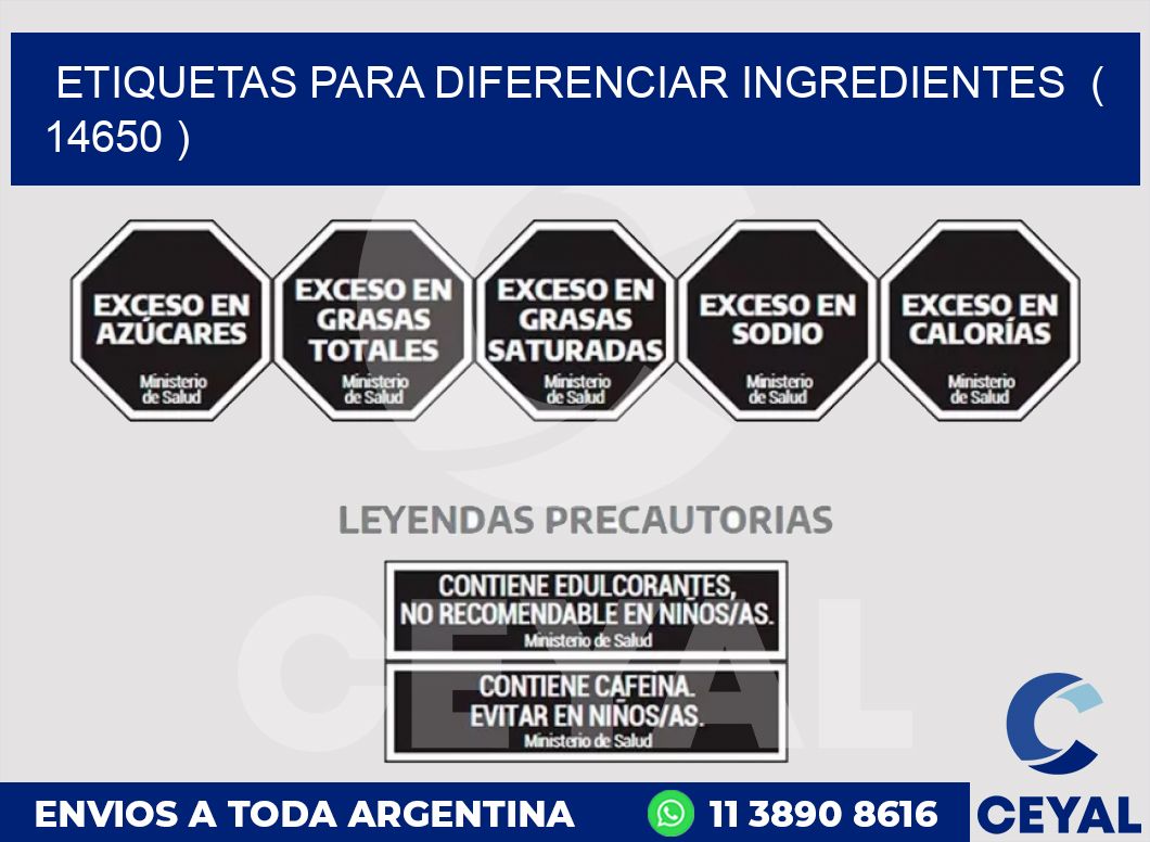 ETIQUETAS PARA DIFERENCIAR INGREDIENTES  ( 14650 )