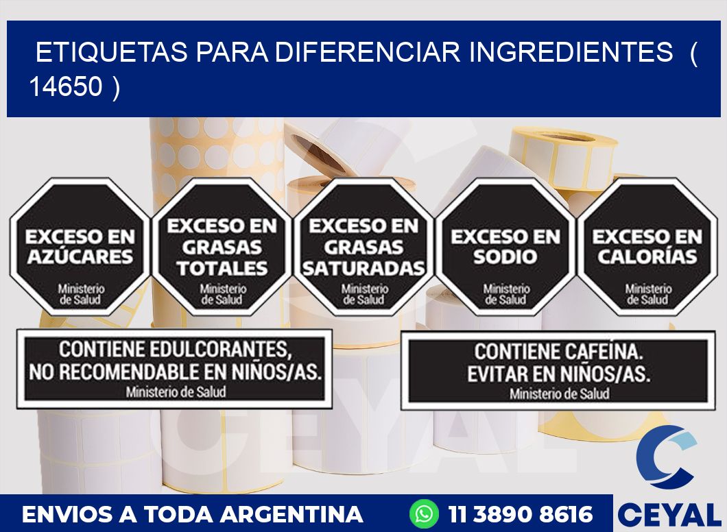 ETIQUETAS PARA DIFERENCIAR INGREDIENTES  ( 14650 )