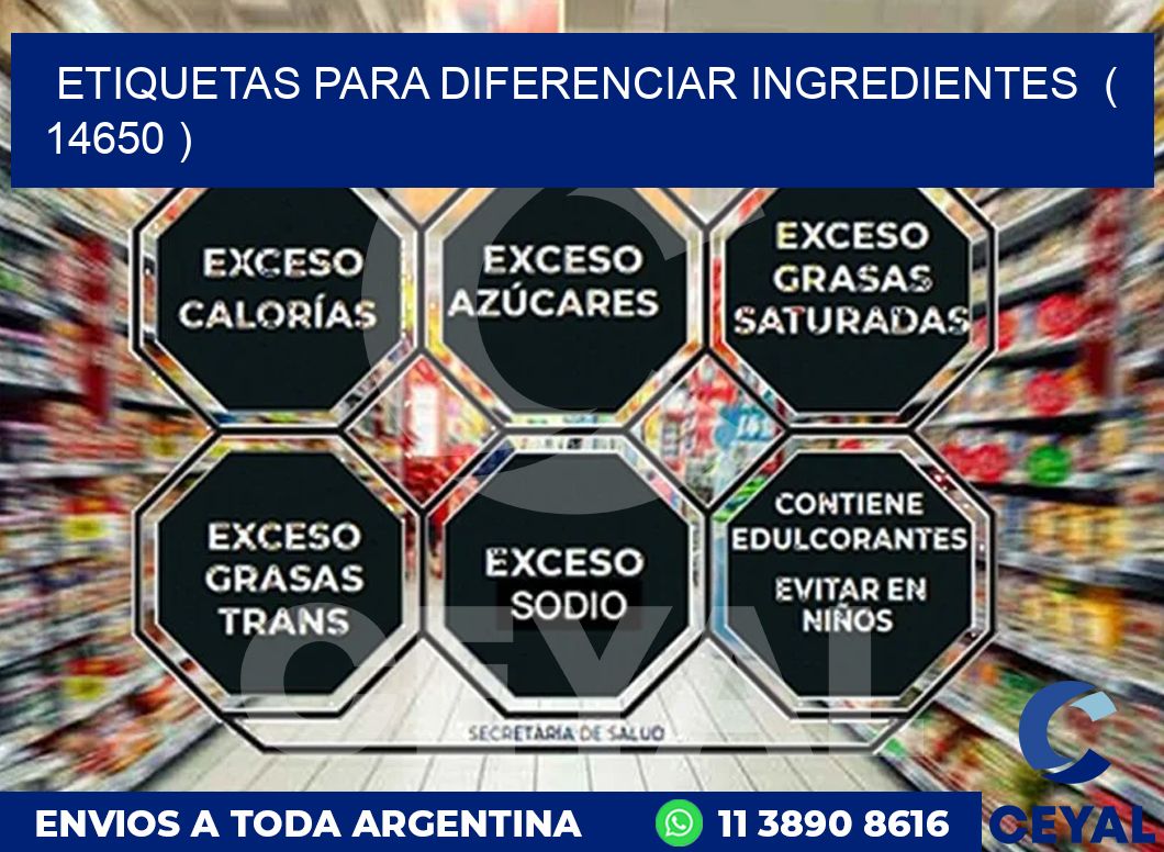 ETIQUETAS PARA DIFERENCIAR INGREDIENTES  ( 14650 )