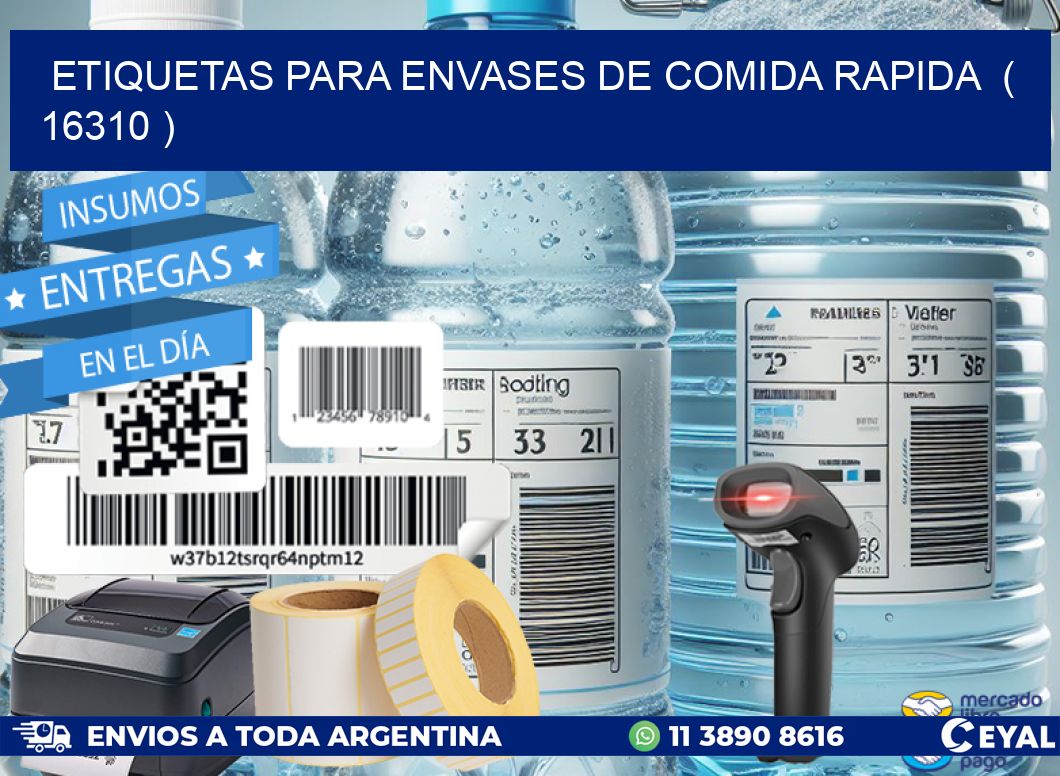 ETIQUETAS PARA ENVASES DE COMIDA RAPIDA  ( 16310 )