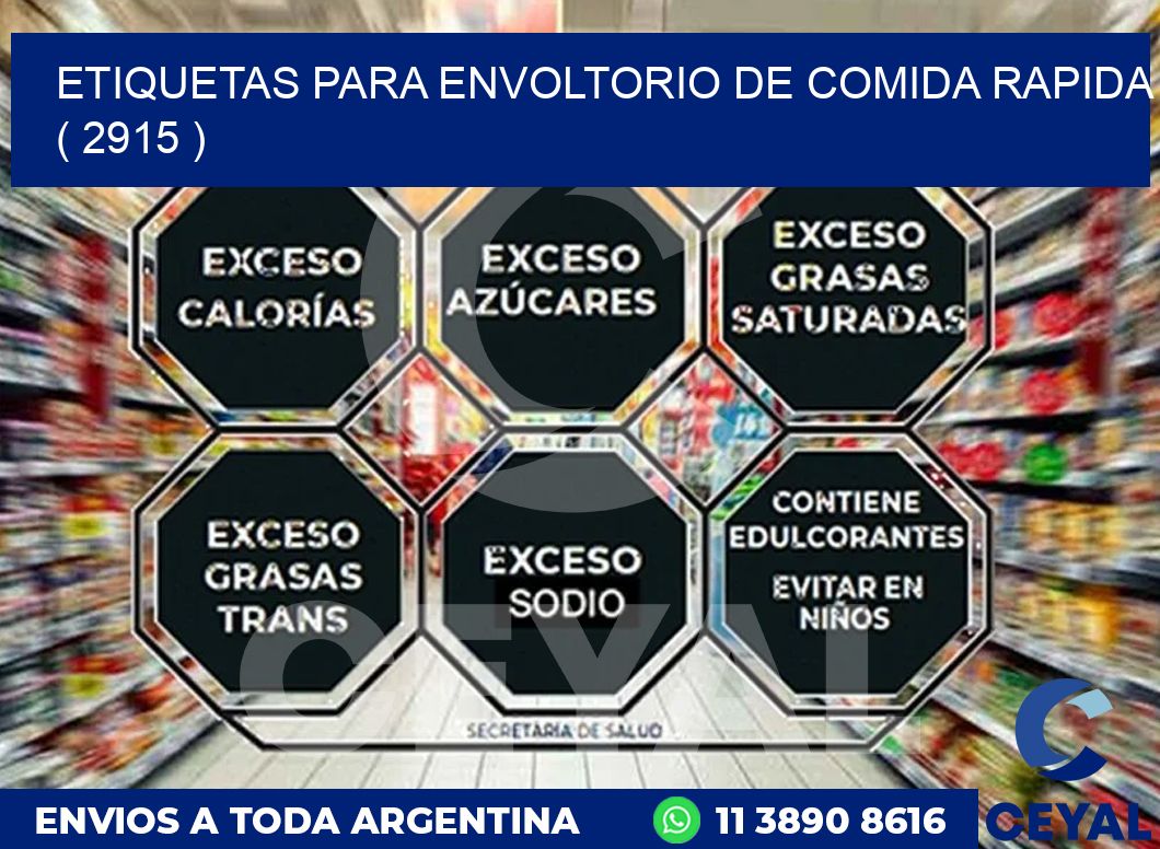 ETIQUETAS PARA ENVOLTORIO DE COMIDA RAPIDA  ( 2915 )