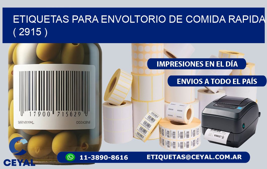 ETIQUETAS PARA ENVOLTORIO DE COMIDA RAPIDA  ( 2915 )