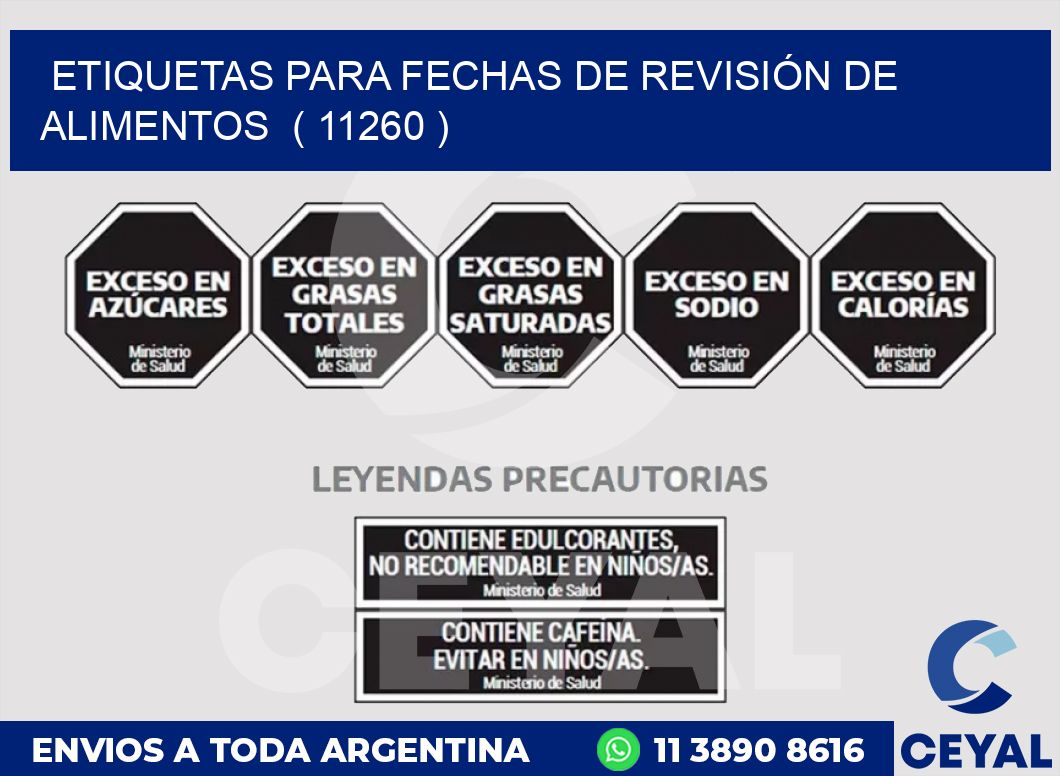 ETIQUETAS PARA FECHAS DE REVISIÓN DE ALIMENTOS  ( 11260 )