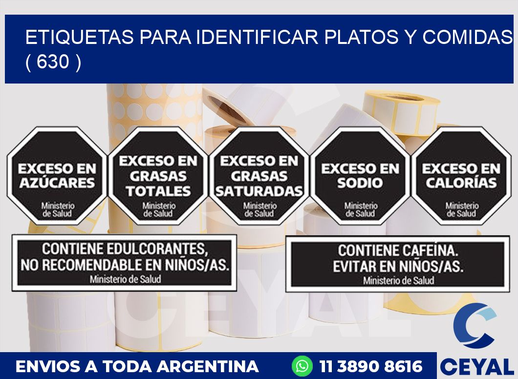 ETIQUETAS PARA IDENTIFICAR PLATOS Y COMIDAS  ( 630 )