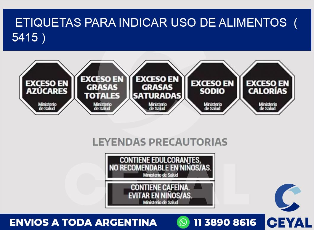 ETIQUETAS PARA INDICAR USO DE ALIMENTOS  ( 5415 )