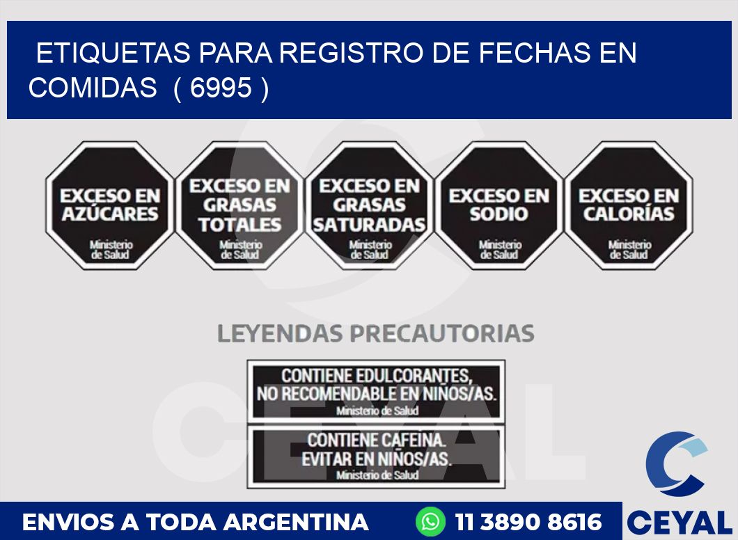 ETIQUETAS PARA REGISTRO DE FECHAS EN COMIDAS  ( 6995 )