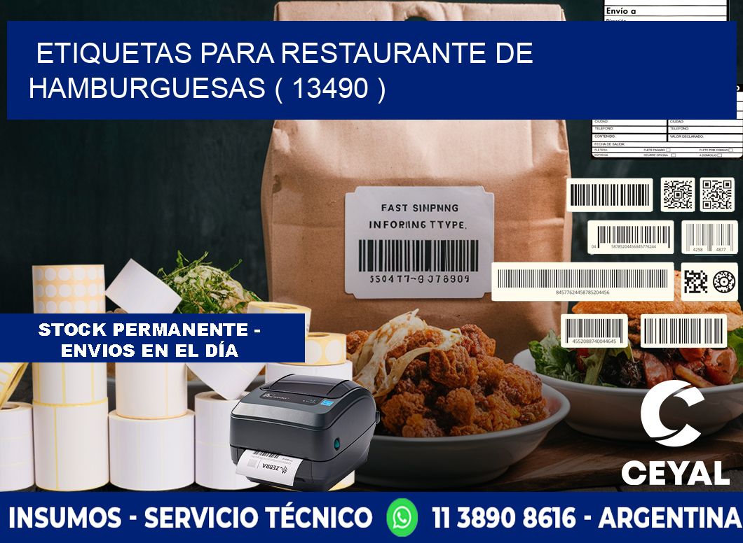 ETIQUETAS PARA RESTAURANTE DE HAMBURGUESAS ( 13490 )