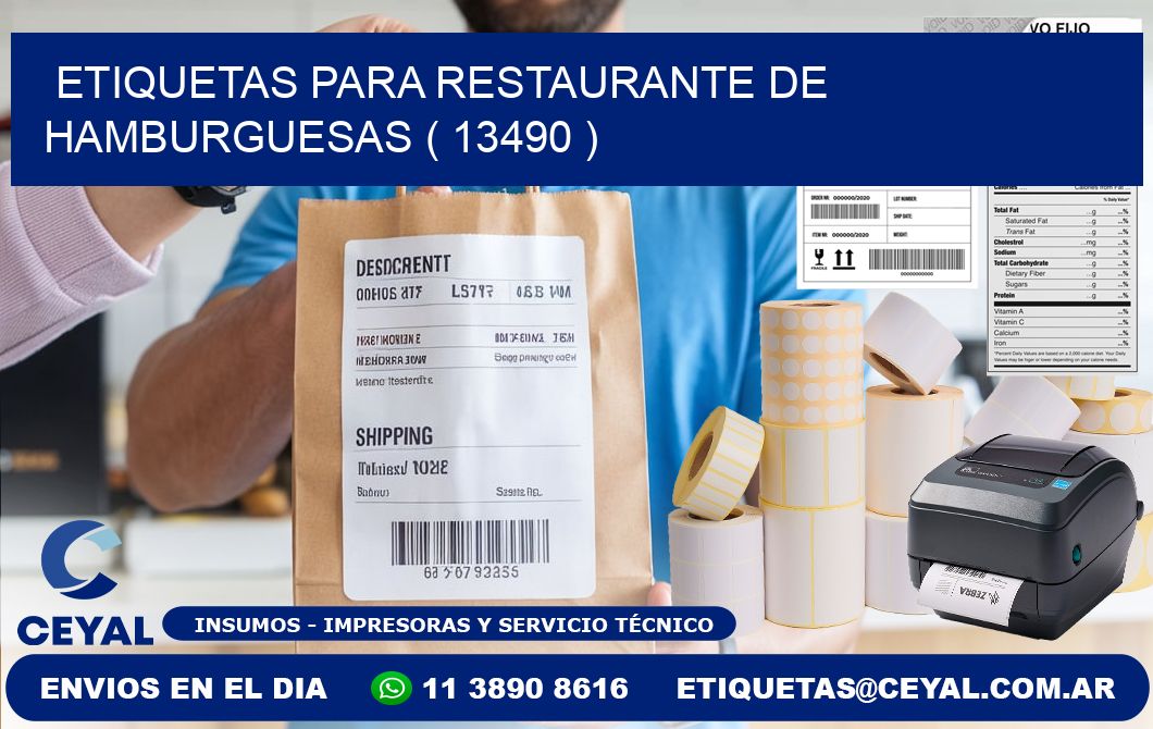 ETIQUETAS PARA RESTAURANTE DE HAMBURGUESAS ( 13490 )