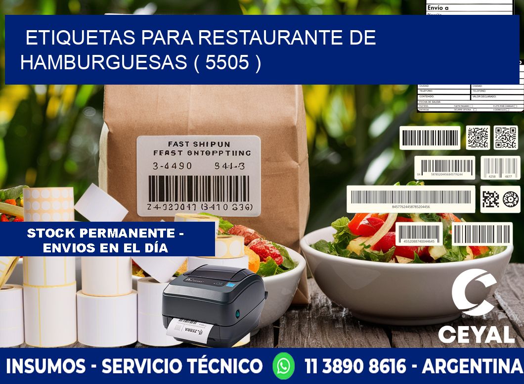 ETIQUETAS PARA RESTAURANTE DE HAMBURGUESAS ( 5505 )