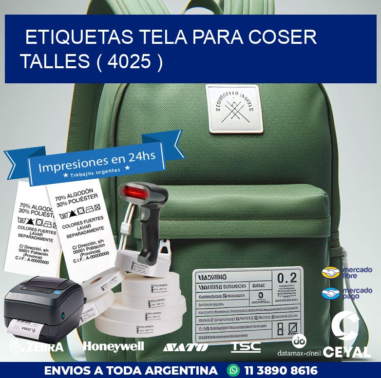 ETIQUETAS TELA PARA COSER TALLES ( 4025 )