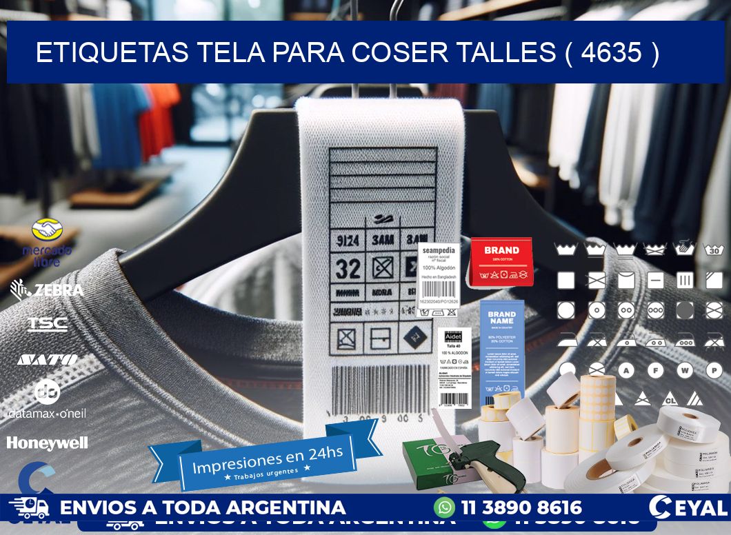ETIQUETAS TELA PARA COSER TALLES ( 4635 )