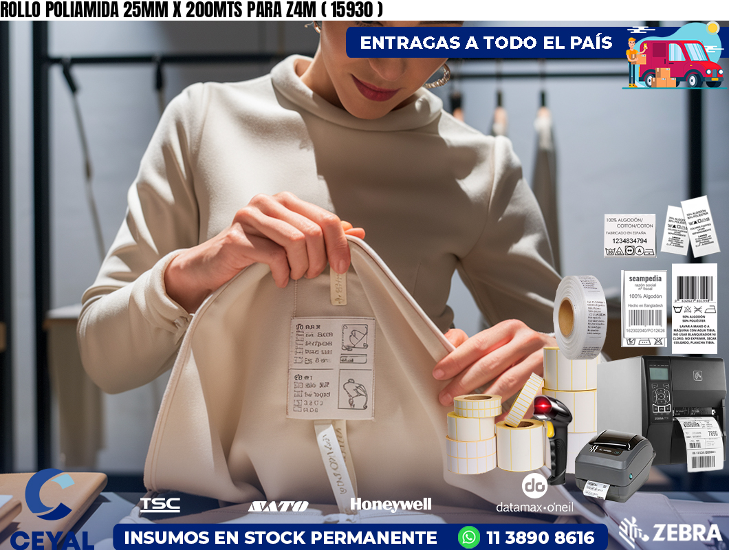 ROLLO POLIAMIDA 25MM X 200MTS PARA Z4M ( 15930 )