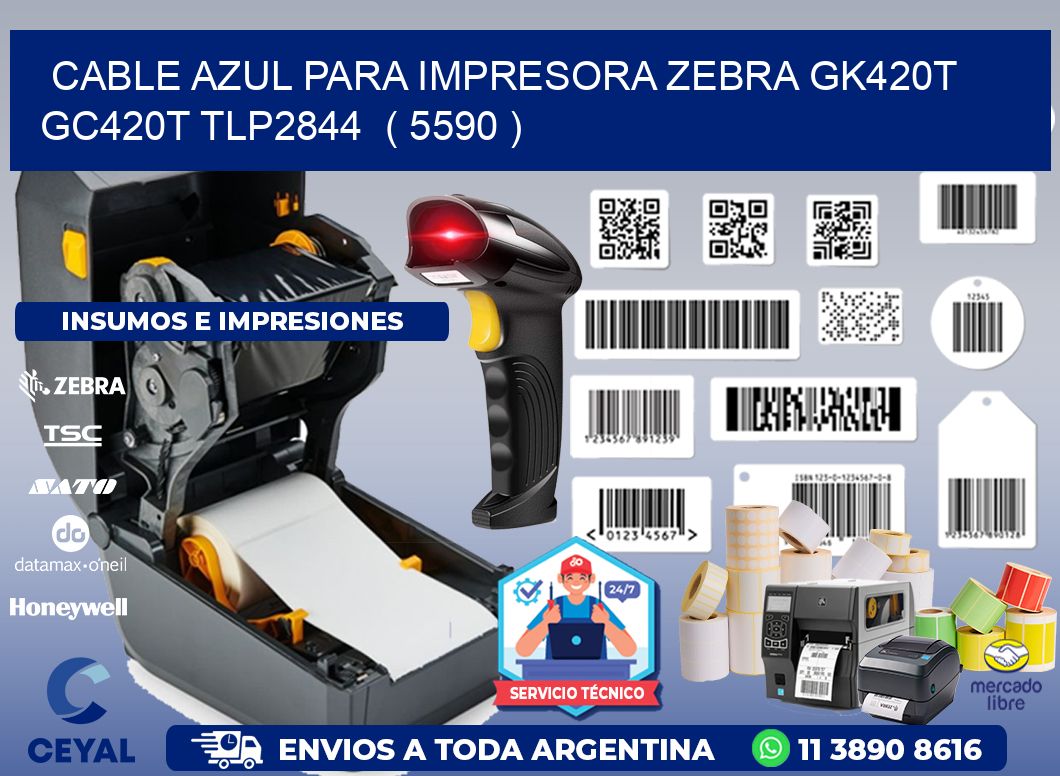 cable azul para impresora zebra GK420T GC420T TLP2844  ( 5590 )
