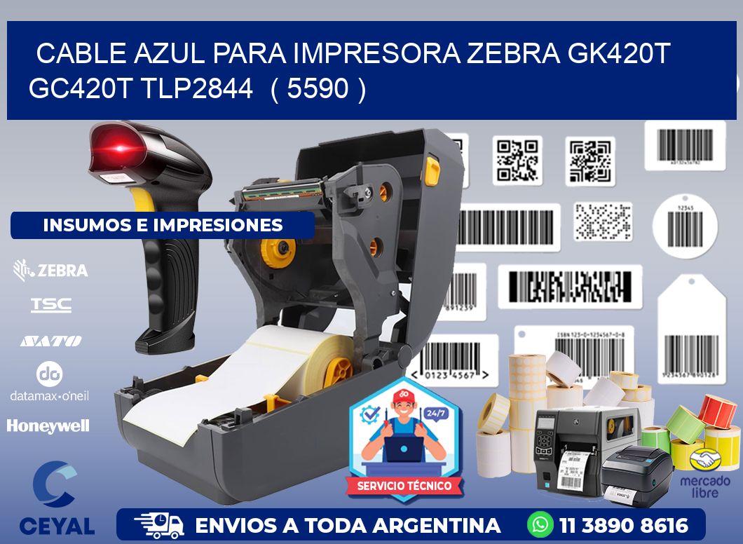 cable azul para impresora zebra GK420T GC420T TLP2844  ( 5590 )