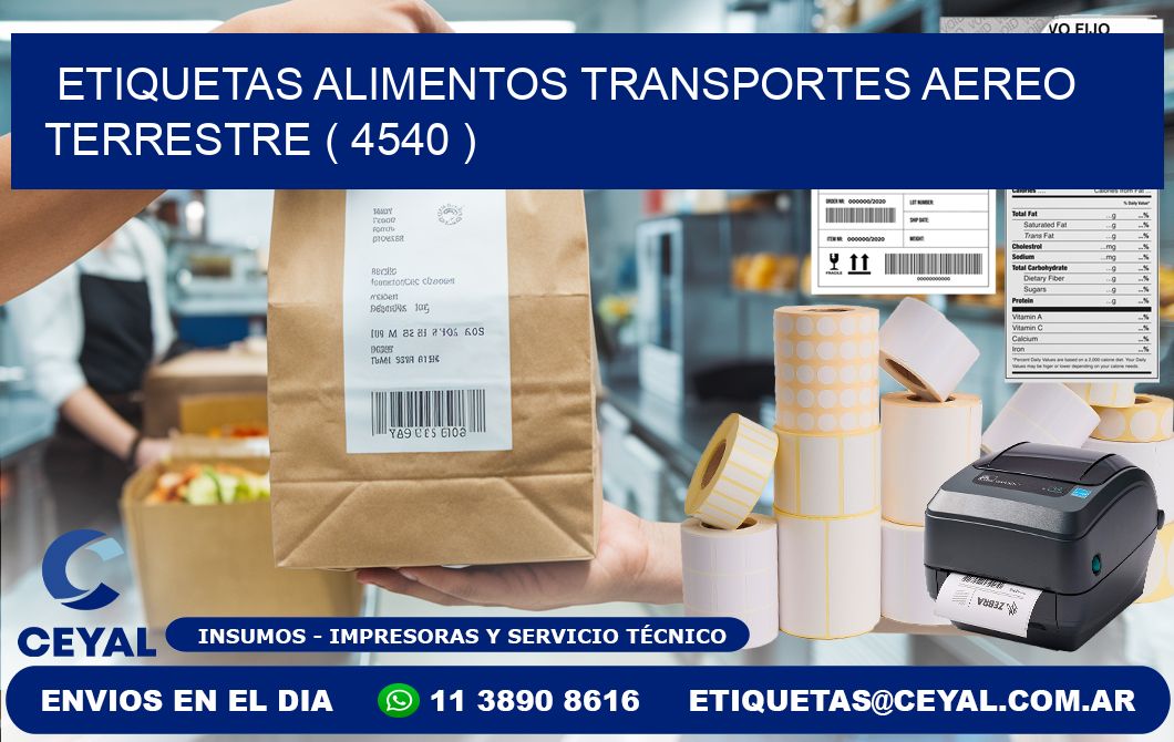 etiquetas alimentos transportes aereo terrestre ( 4540 )