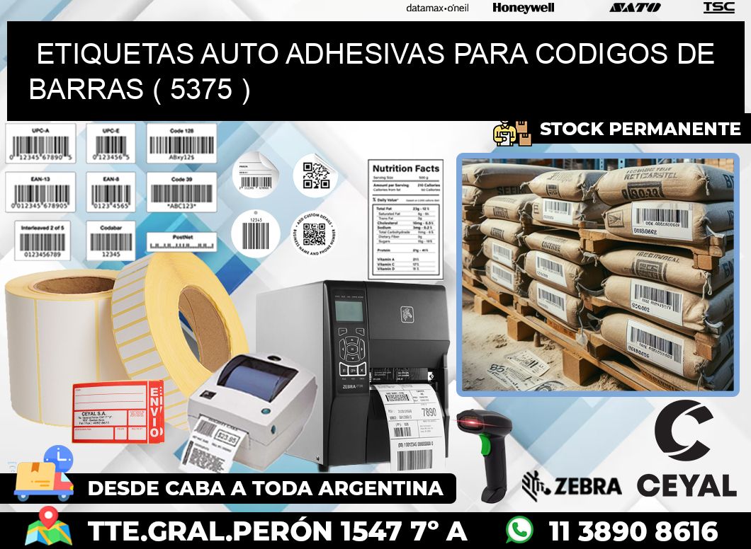 ETIQUETAS AUTO ADHESIVAS PARA CODIGOS DE BARRAS ( 5375 )