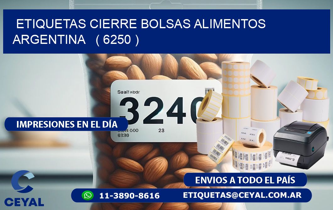 ETIQUETAS CIERRE BOLSAS ALIMENTOS ARGENTINA   ( 6250 )