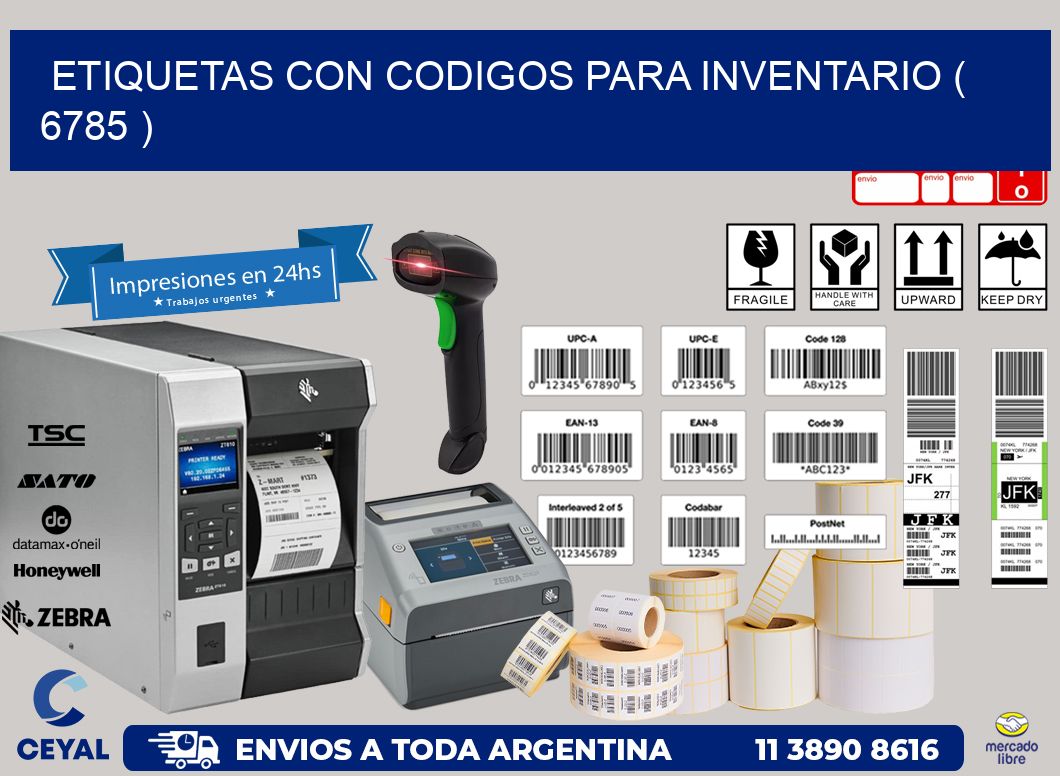 ETIQUETAS CON CODIGOS PARA INVENTARIO ( 6785 )