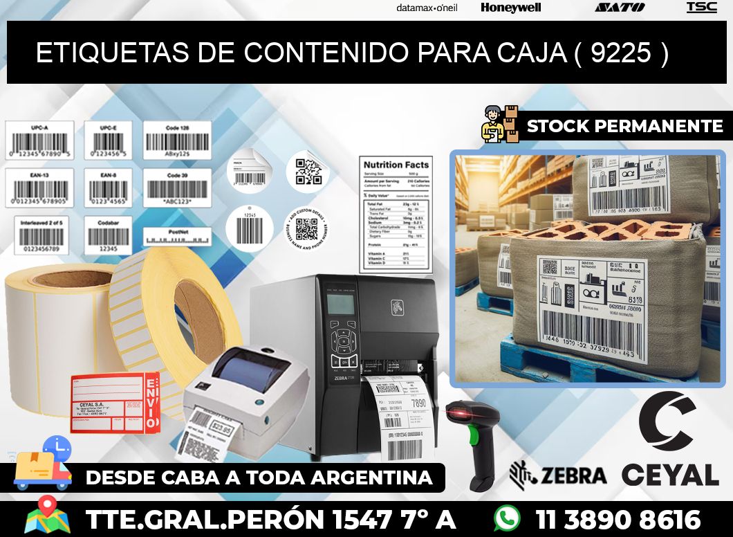 ETIQUETAS DE CONTENIDO PARA CAJA ( 9225 )