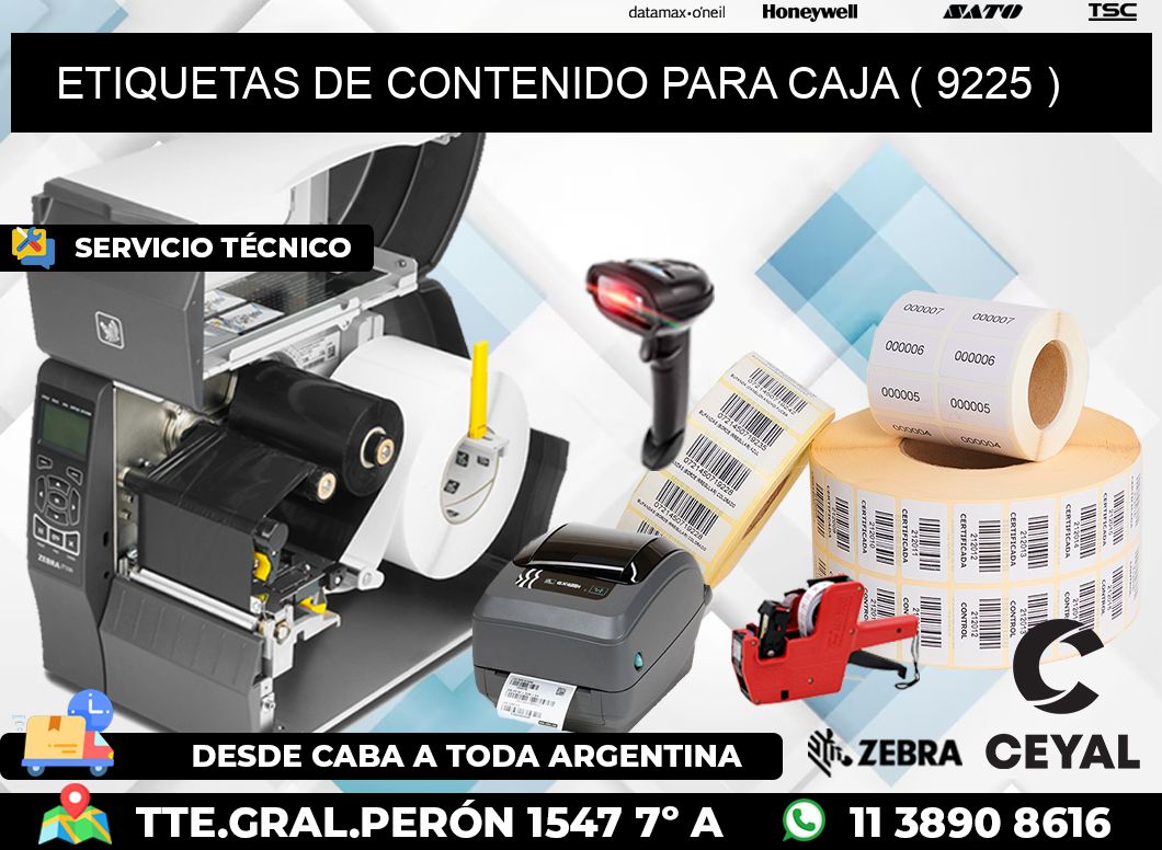 ETIQUETAS DE CONTENIDO PARA CAJA ( 9225 )