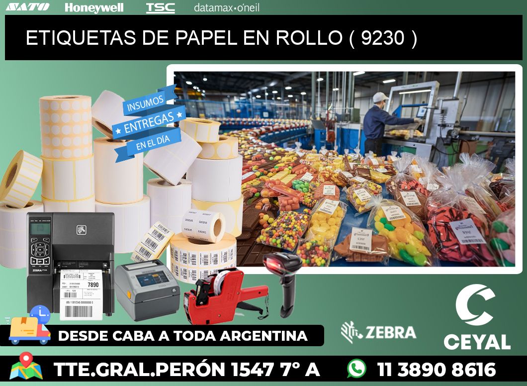 ETIQUETAS DE PAPEL EN ROLLO ( 9230 )