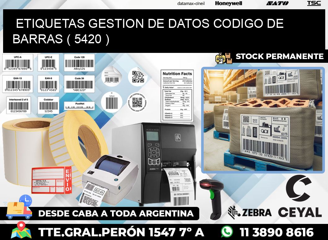 ETIQUETAS GESTION DE DATOS CODIGO DE BARRAS ( 5420 )